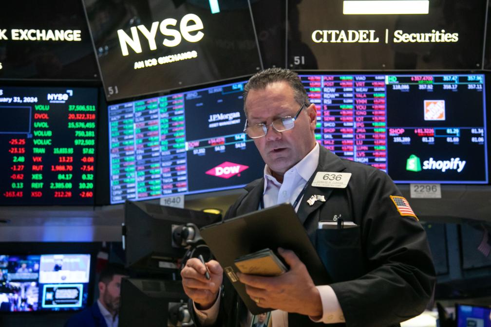 Professional trader analyzing data